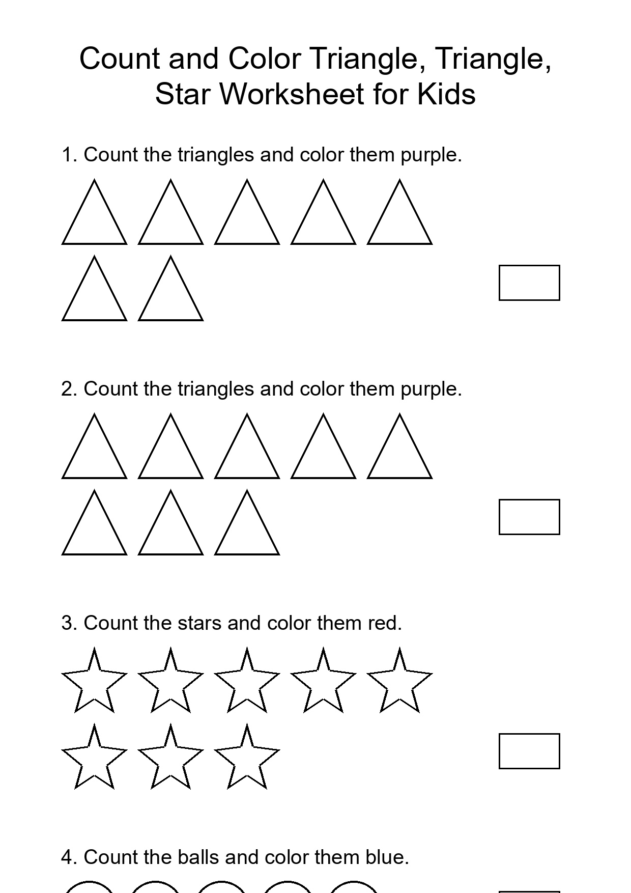 Count and Color Triangle, Triangle, Star Worksheet for Kids