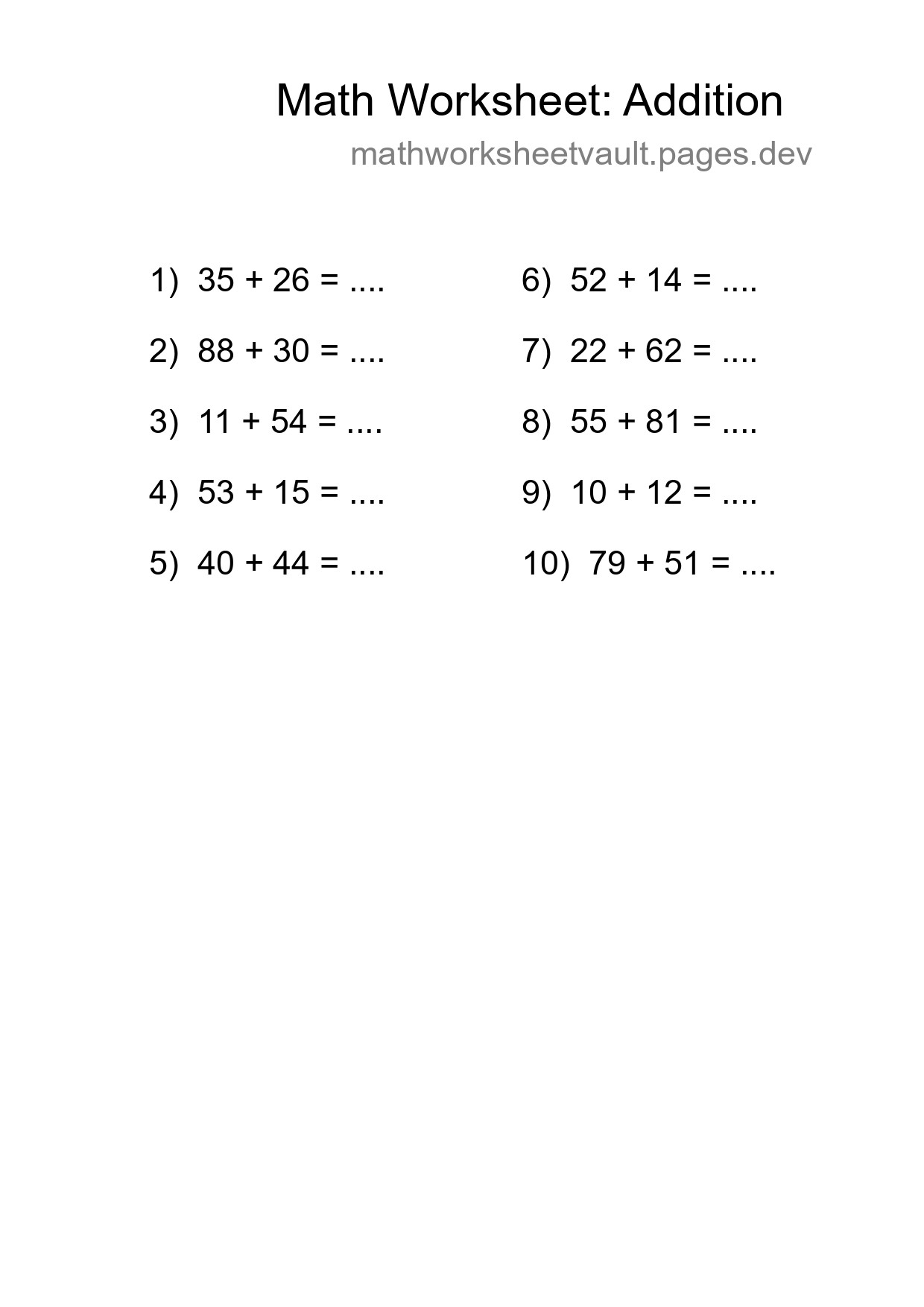 Free 10 Addition Math Worksheet For Grade 3 - Part 41