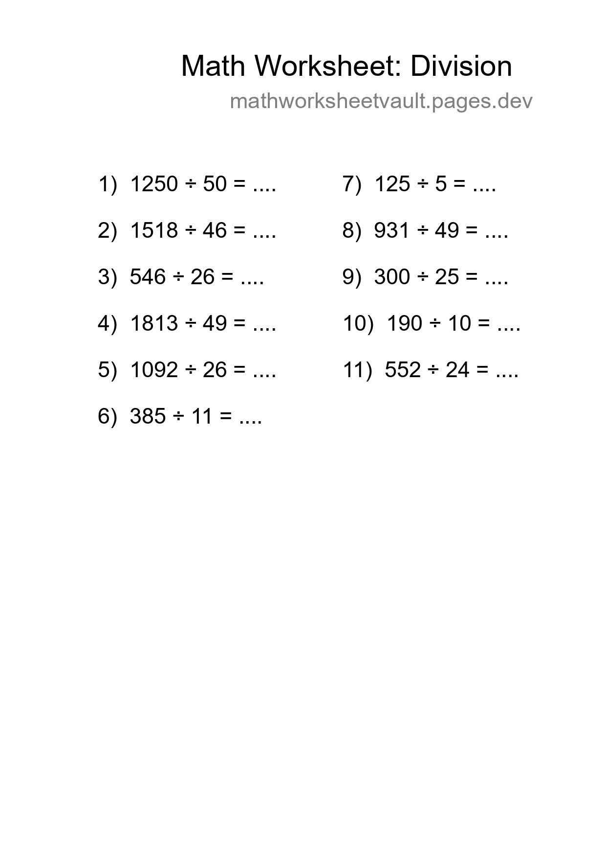 Free 11 Division Math Worksheet For Grade 2 With Answers - Part 54