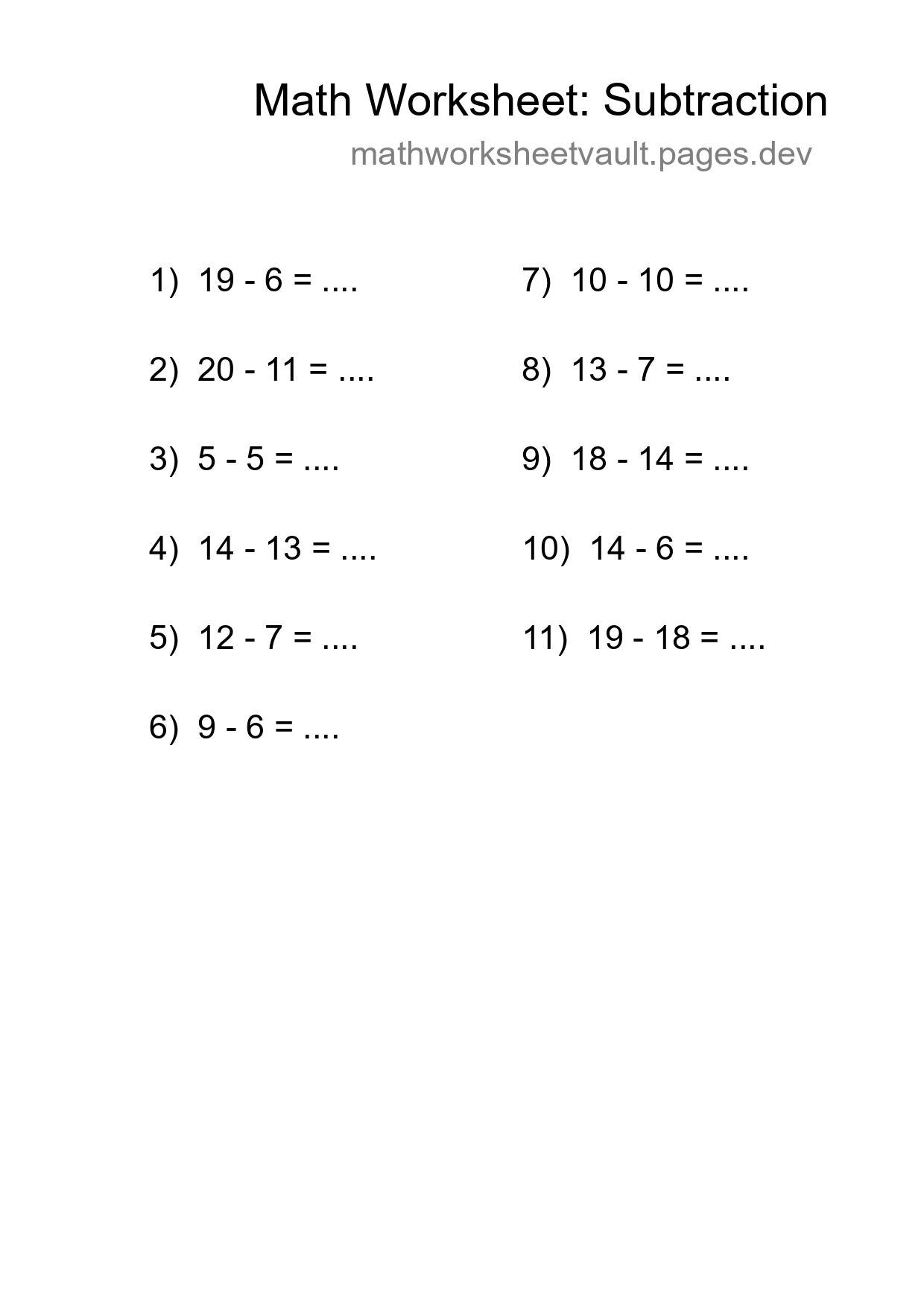 Free 11 Subtraction Math Worksheet For Grade 2 - Part 178