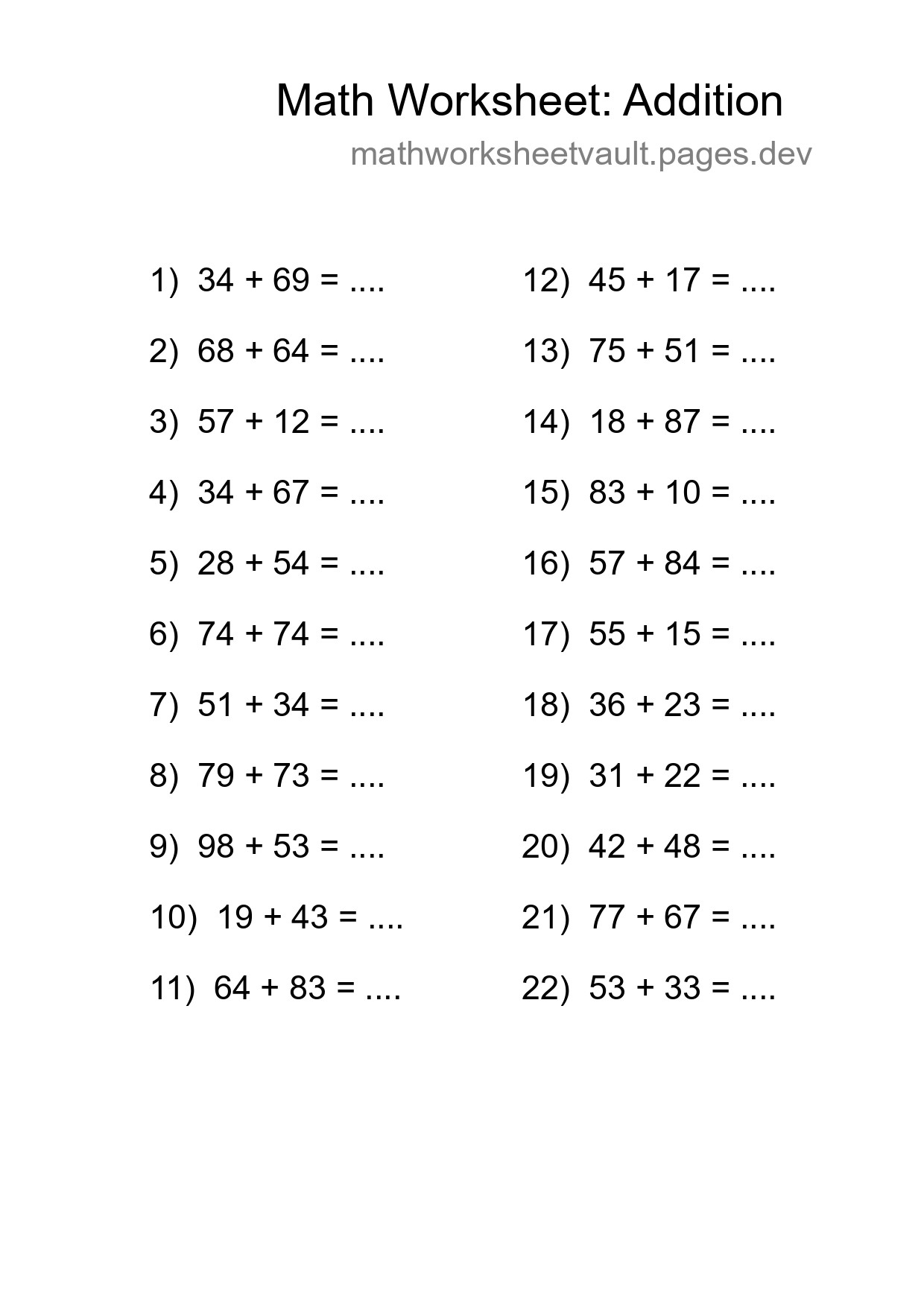 Free 22 Addition Math Worksheet For Grade 3 - Part 131