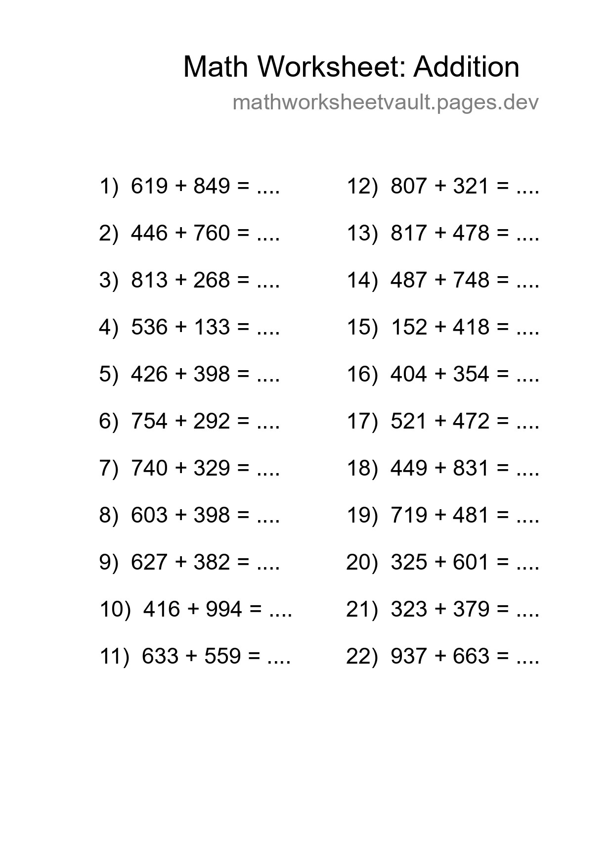 Free 22 Addition Math Worksheet For Grade 5 With Answers - Part 171