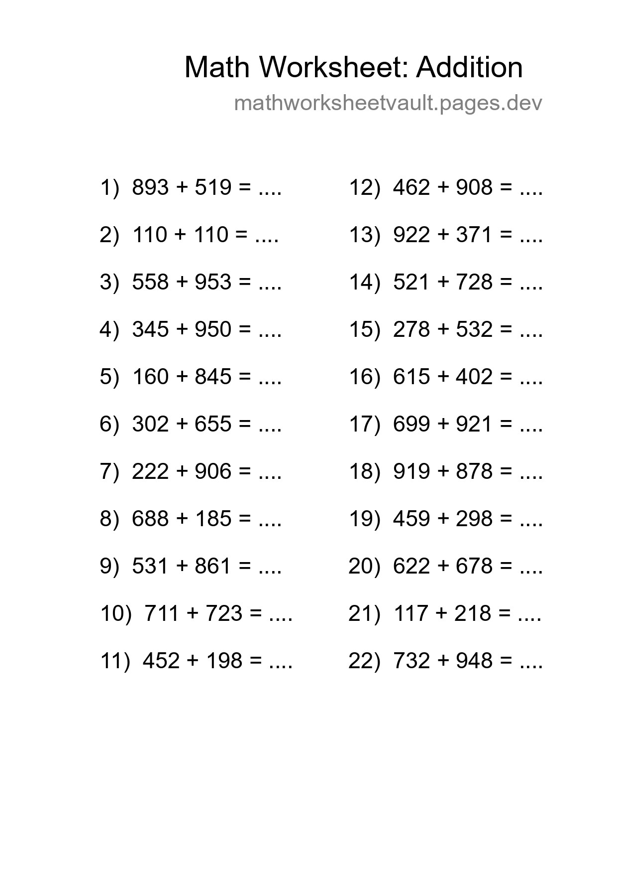 Free 22 Addition Math Worksheet For Grade 5 With Answers - Part 61