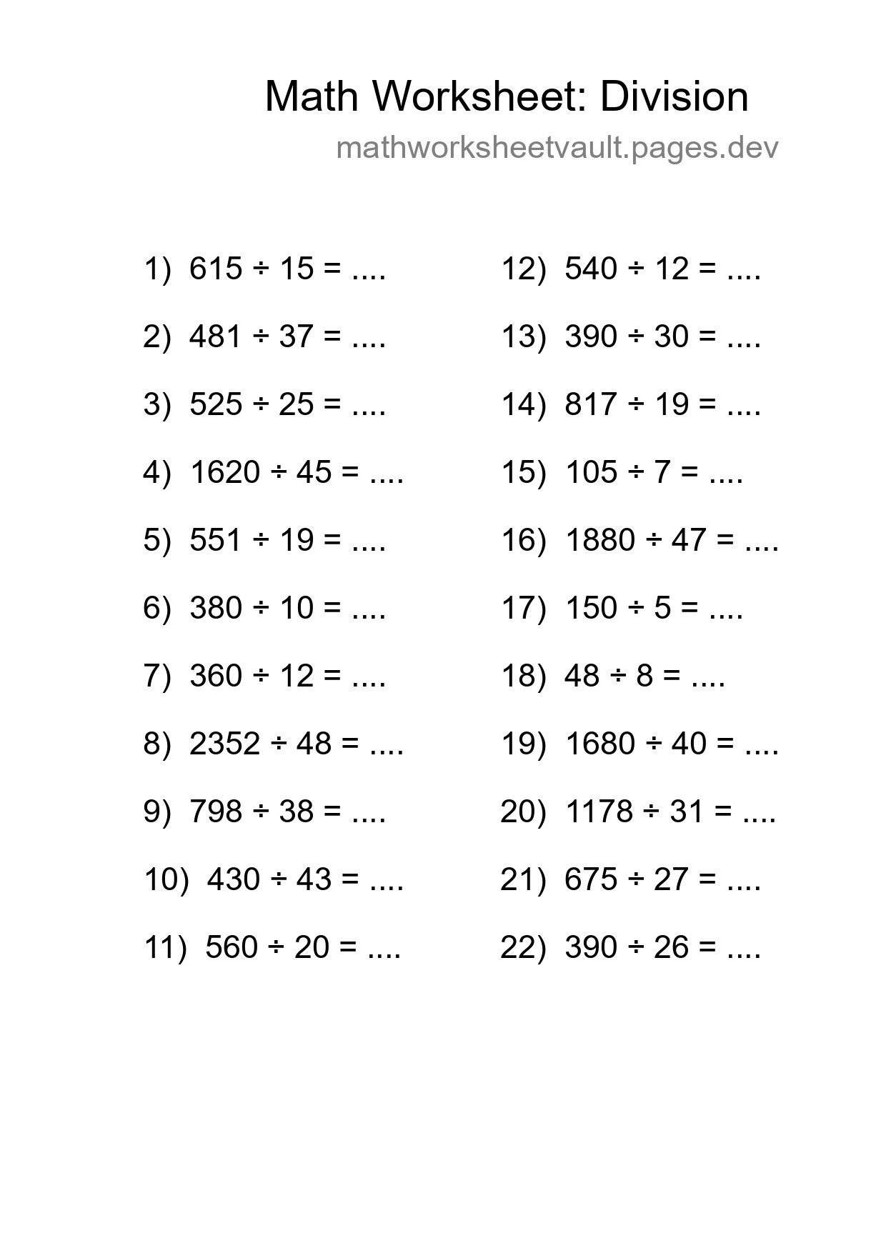 Free 22 Division Math Worksheet For Grade 2 With Answers - Part 264