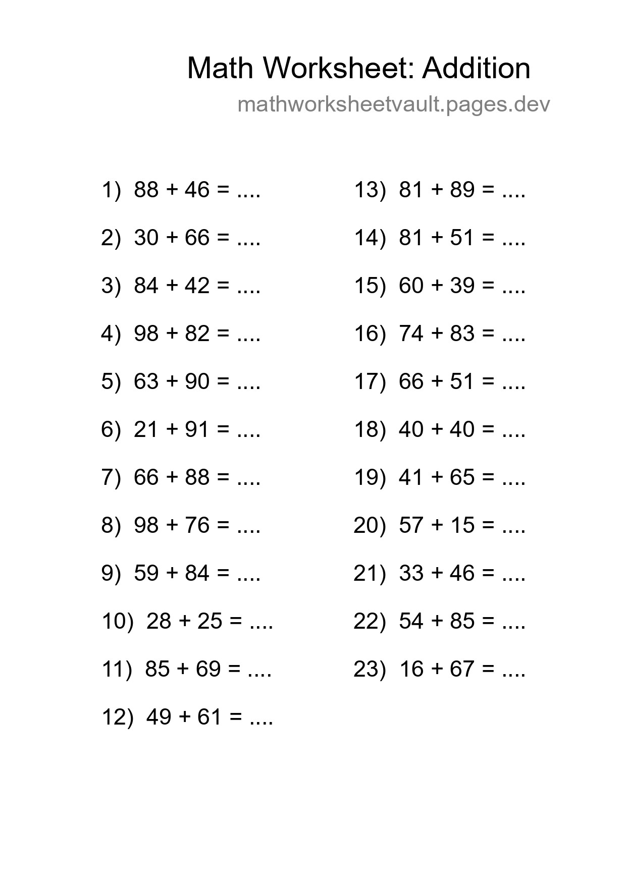 Free 23 Addition Math Worksheet For Grade 3 - Part 21