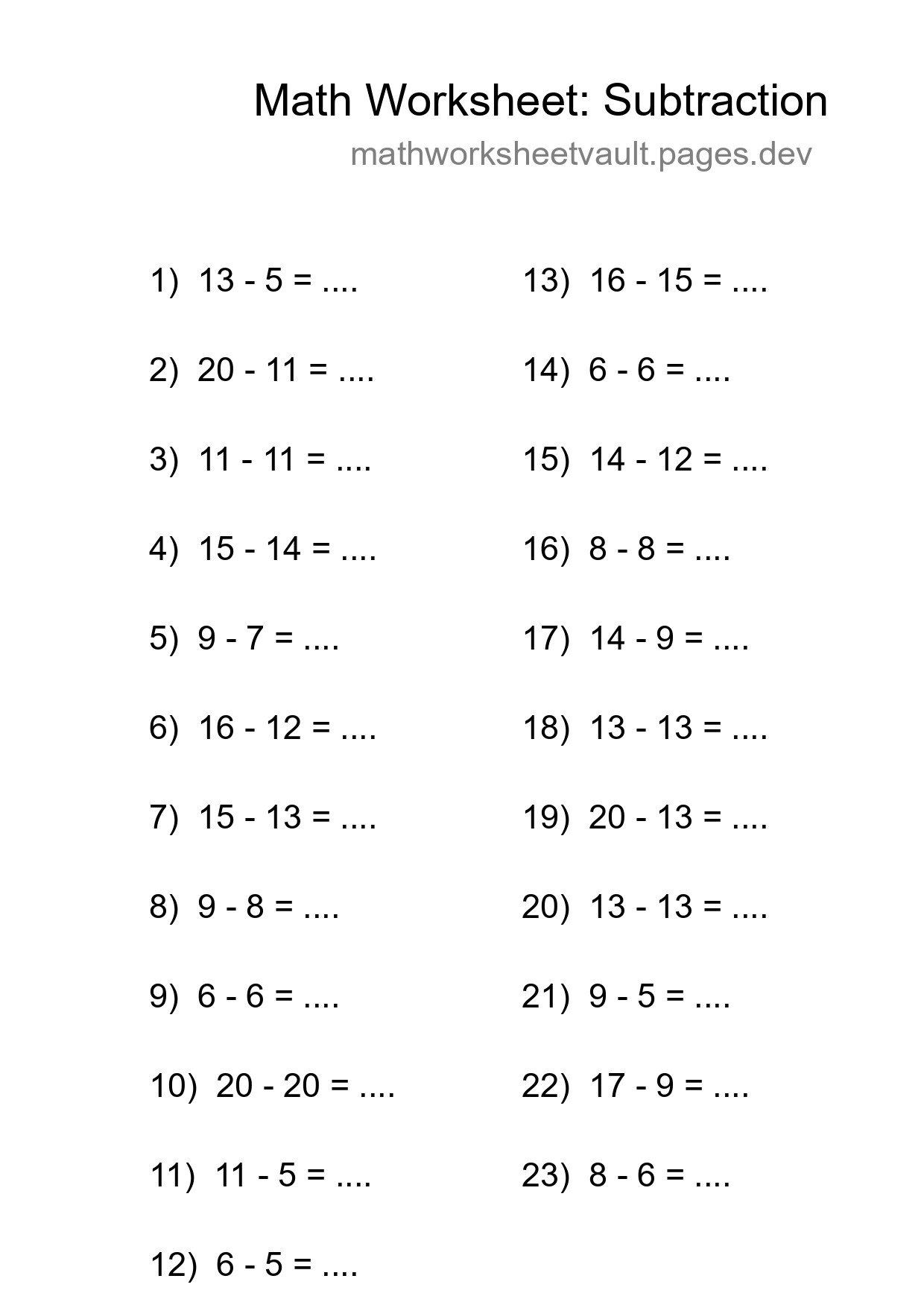 Free 23 Subtraction Math Worksheet For Grade 2 - Part 158
