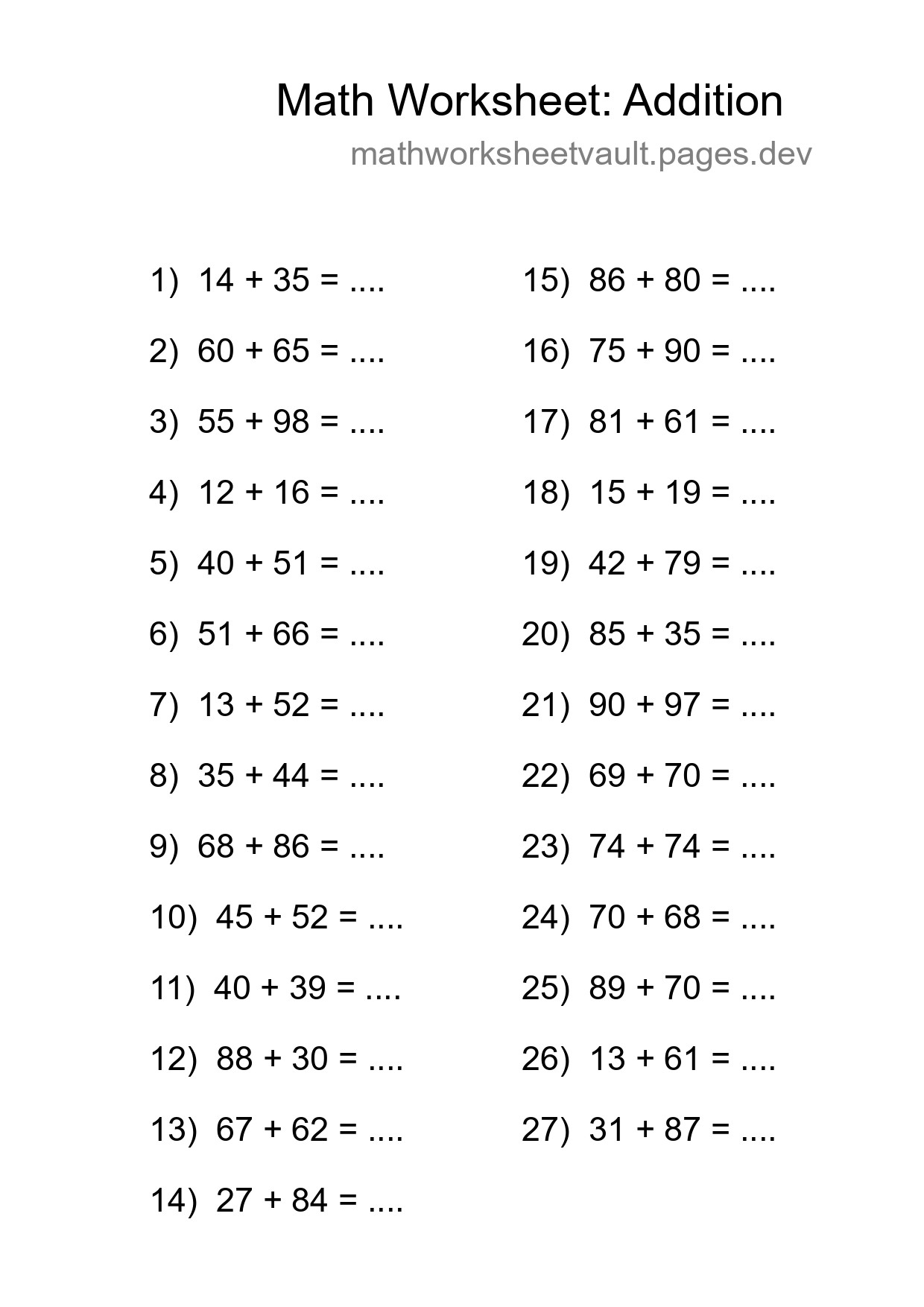 Free 27 Addition Math Worksheet For Grade 3 With Answers - Part 251
