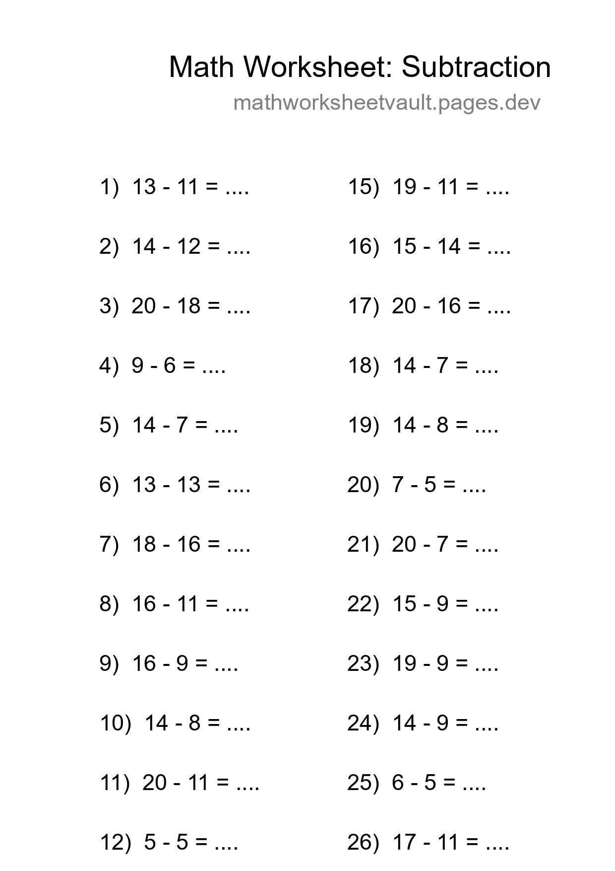 Free 27 Subtraction Math Worksheet For Grade 2 - Part 198