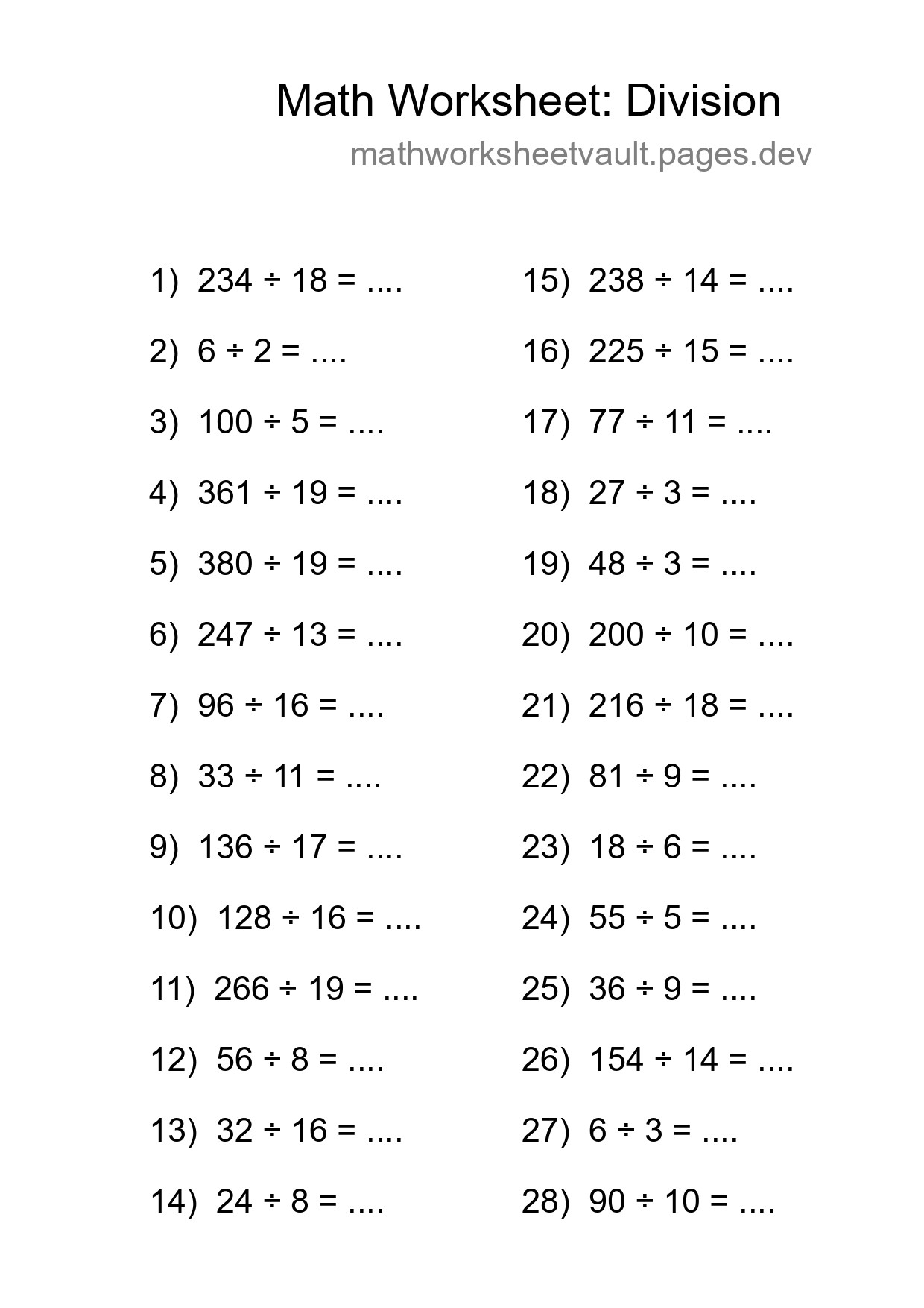 Free 28 Division Math Worksheet For Grade 2 With Answers - Part 164