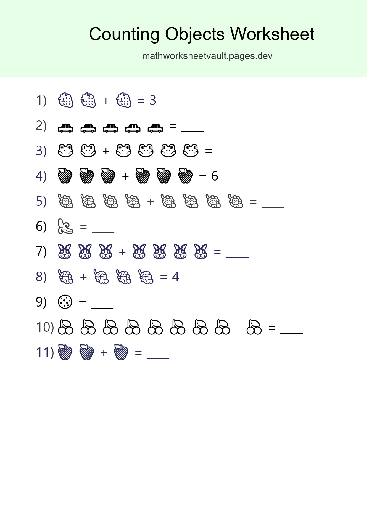 Free Counting Objects Worksheet For Kindergarten - Part 13