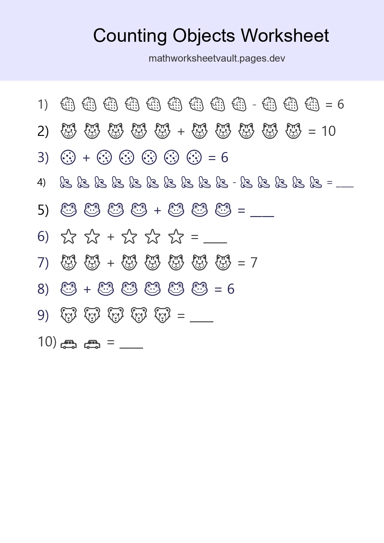Free Counting Objects Worksheet For Kindergarten - Part 223