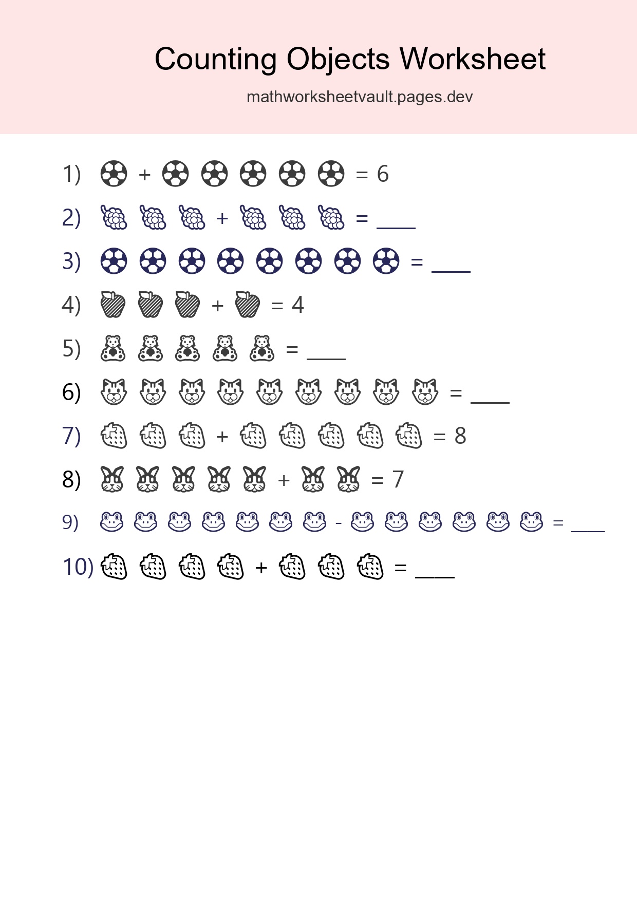 Free Counting Objects Worksheet For Kindergarten - Part 43