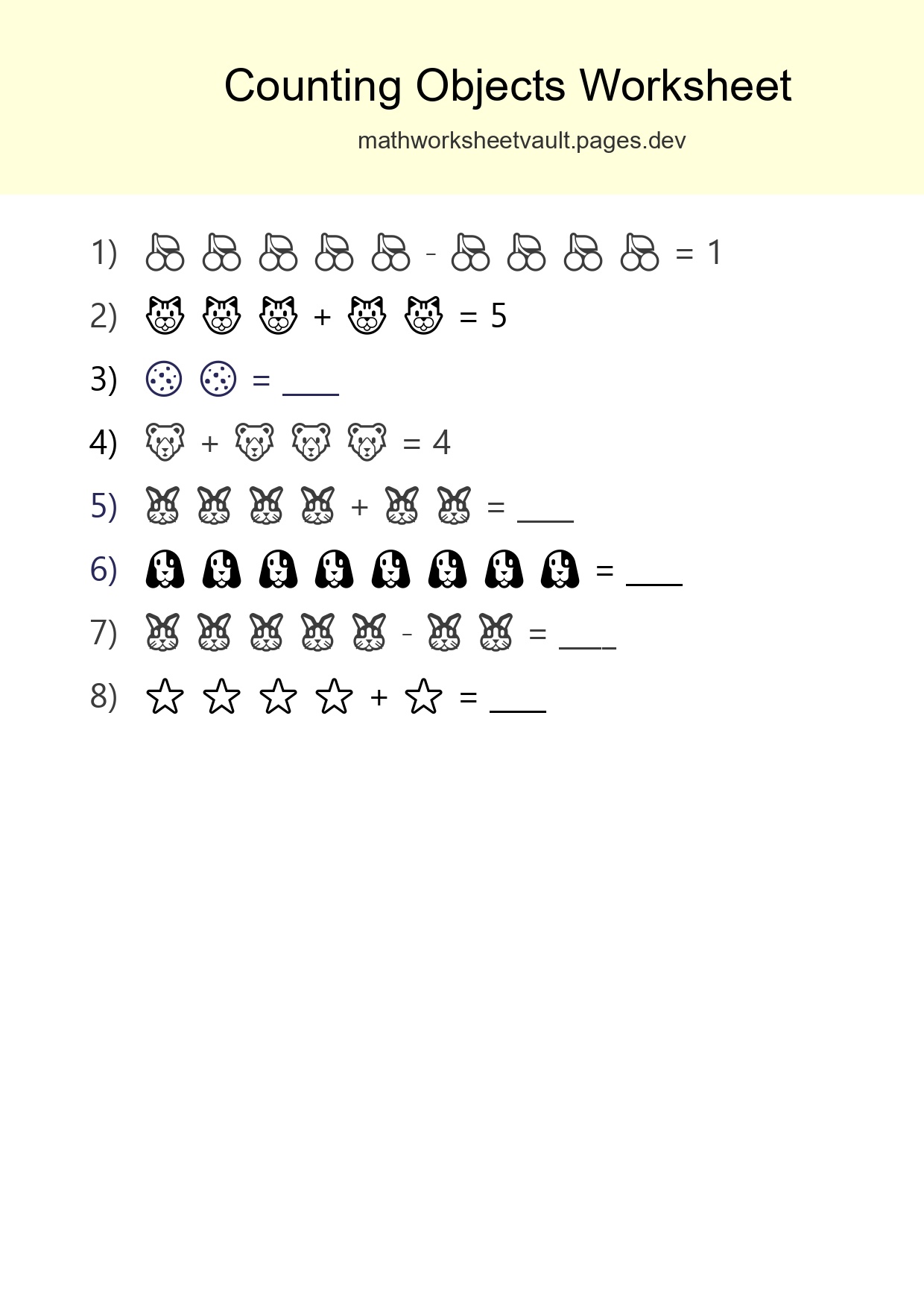 Free Counting Objects Worksheet For Kindergarten Printable - Part 143