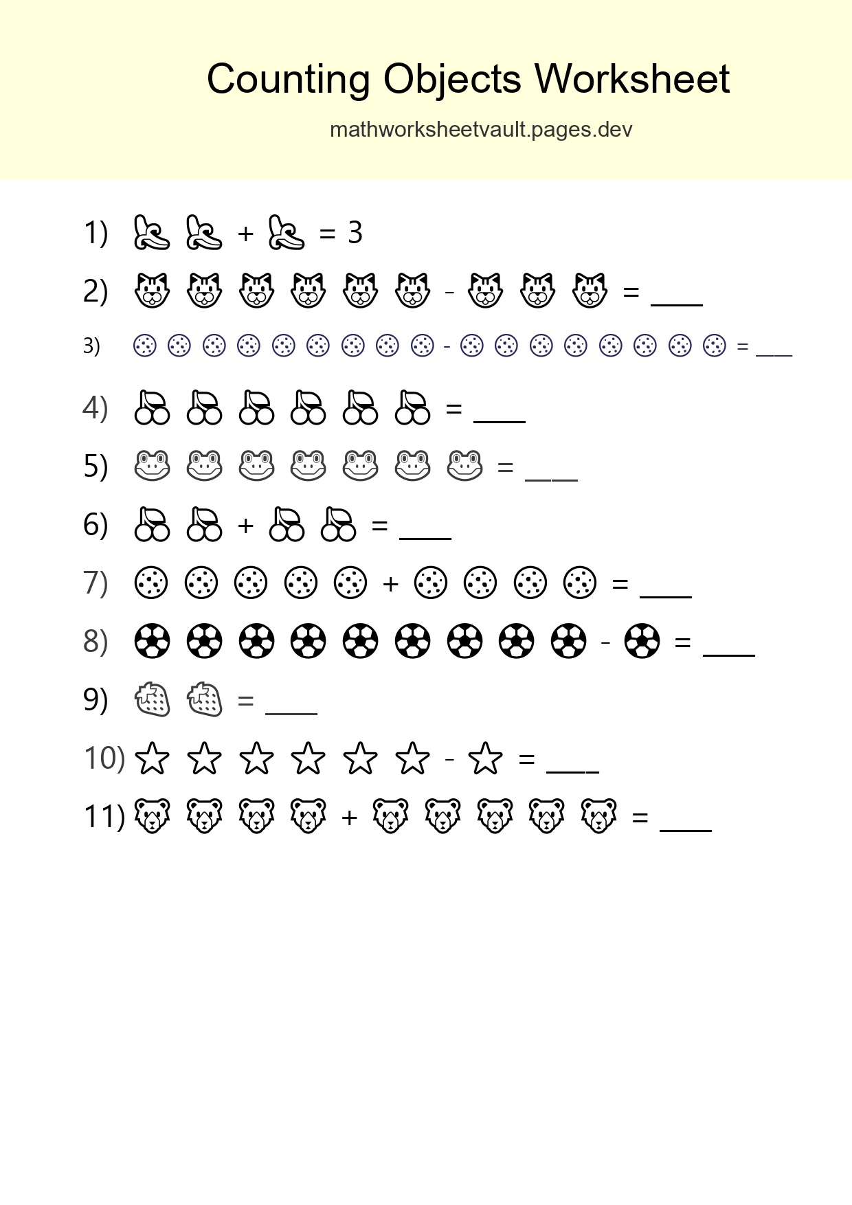 Free Counting Objects Worksheet For Kindergarten Printable - Part 73