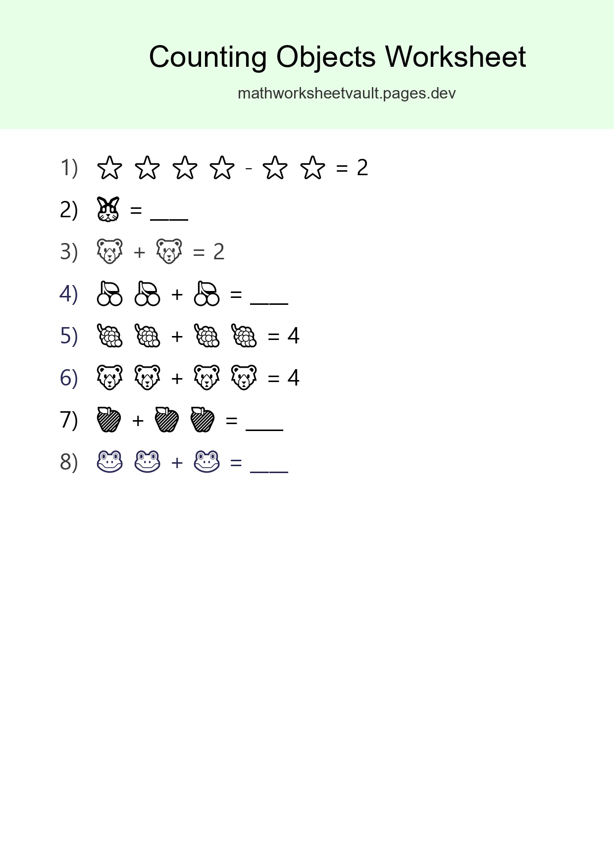 Free Counting Objects Worksheet For Pre-K Printable - Part 123