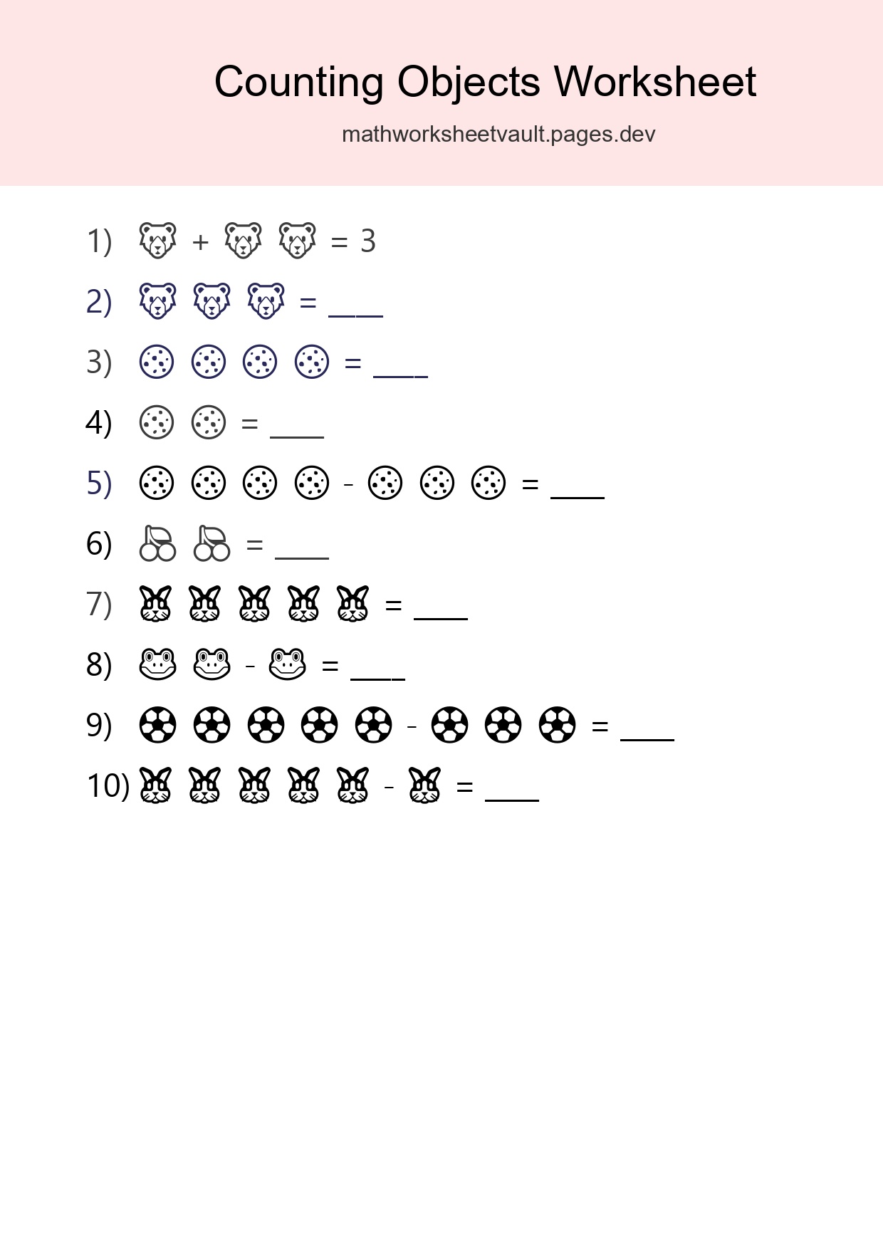 Free Counting Objects Worksheet For Pre-K Printable - Part 33