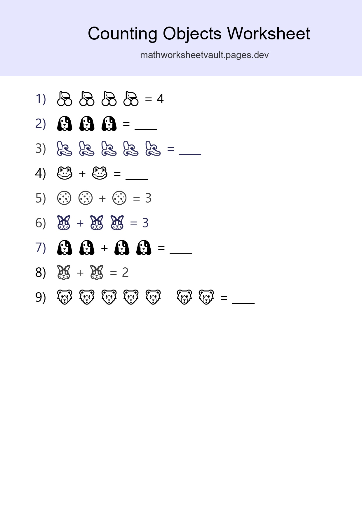 Free Counting Objects Worksheet For Pre-K Printable - Part 83