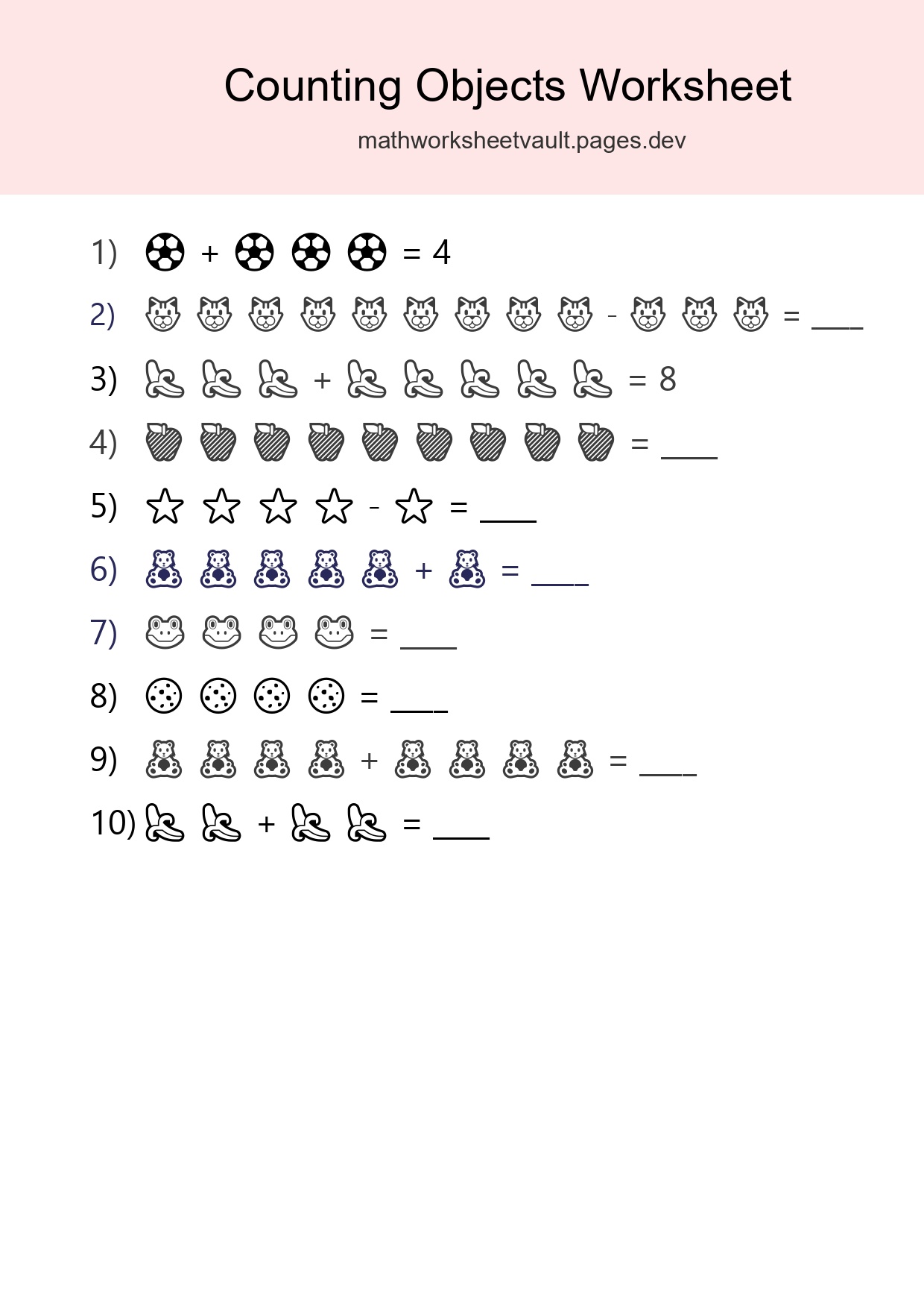 Kindergarten Count The Objects Worksheet - Part 153