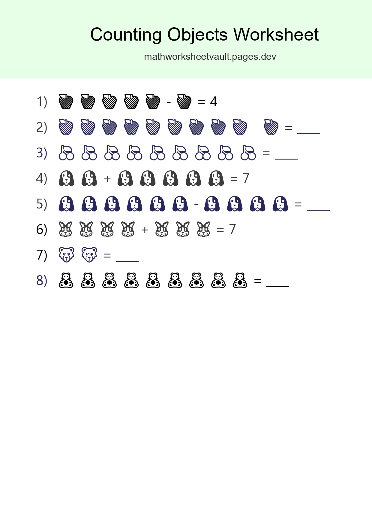 Kindergarten Count The Objects Worksheet - Part 163