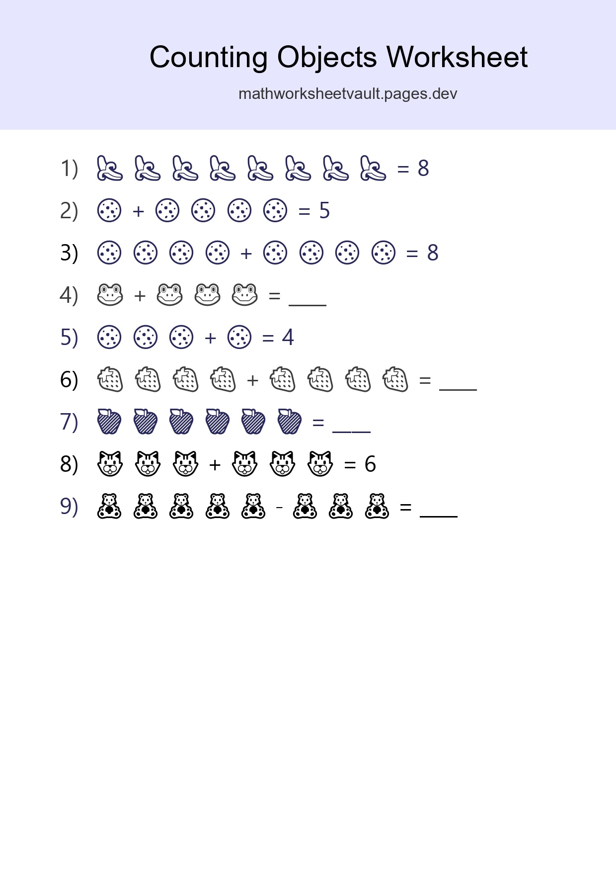 Kindergarten Count The Objects Worksheet - Part 173