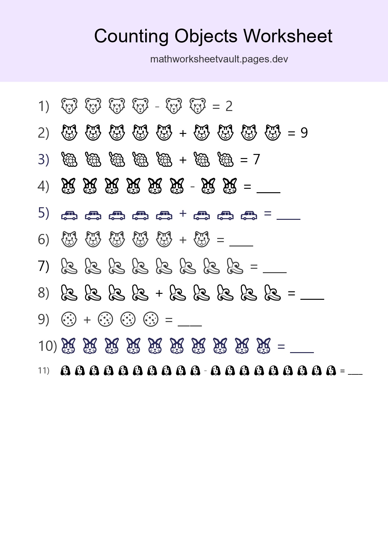 Kindergarten Count The Objects Worksheet - Part 193