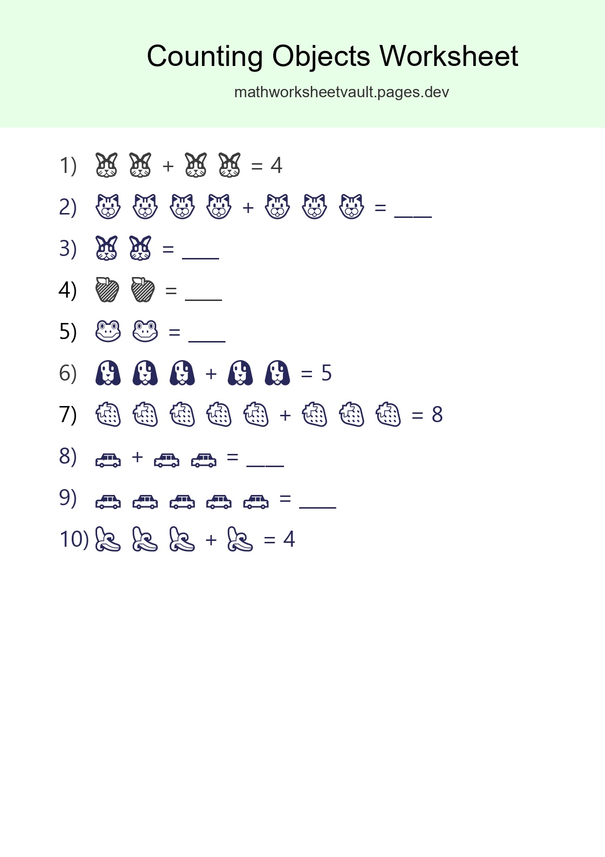 Kindergarten Count The Objects Worksheet - Part 243