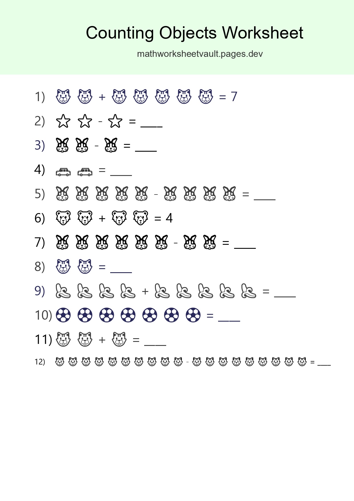 Kindergarten Count The Objects Worksheet - Part 263