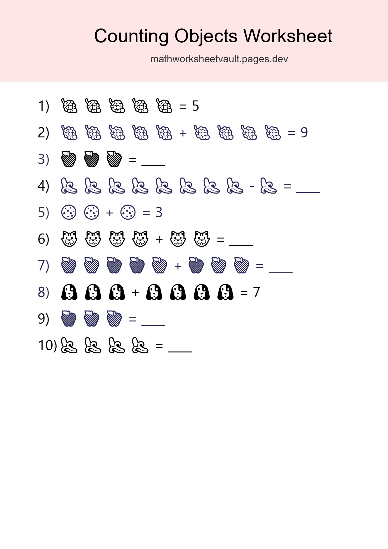 Learn Counting With Pictures Worksheet (Kindergarten) - Part 183