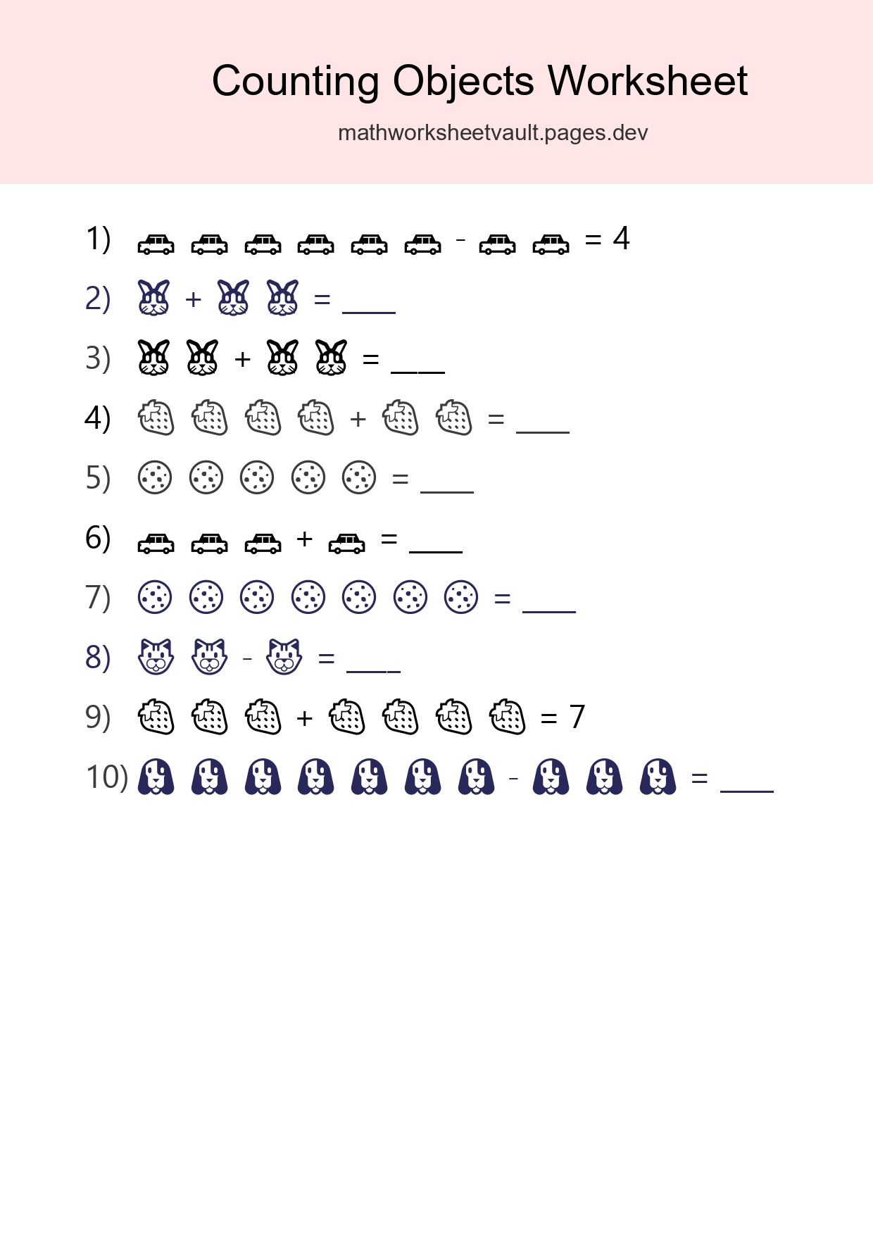 Learn Counting With Pictures Worksheet (Kindergarten) - Part 203