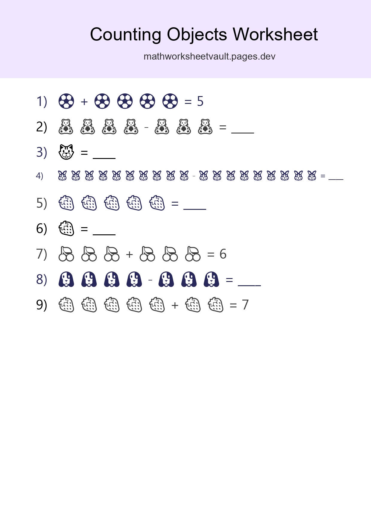 Learn Counting With Pictures Worksheet (Kindergarten) - Part 253