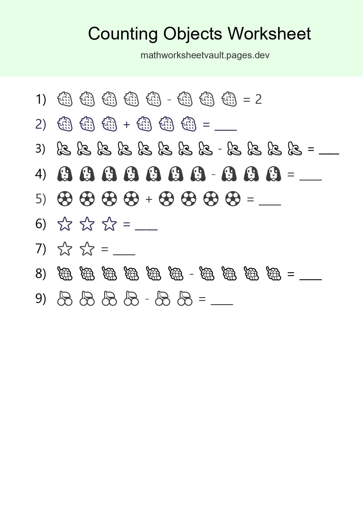Learn Counting With Pictures Worksheet (Kindergarten) - Part 273