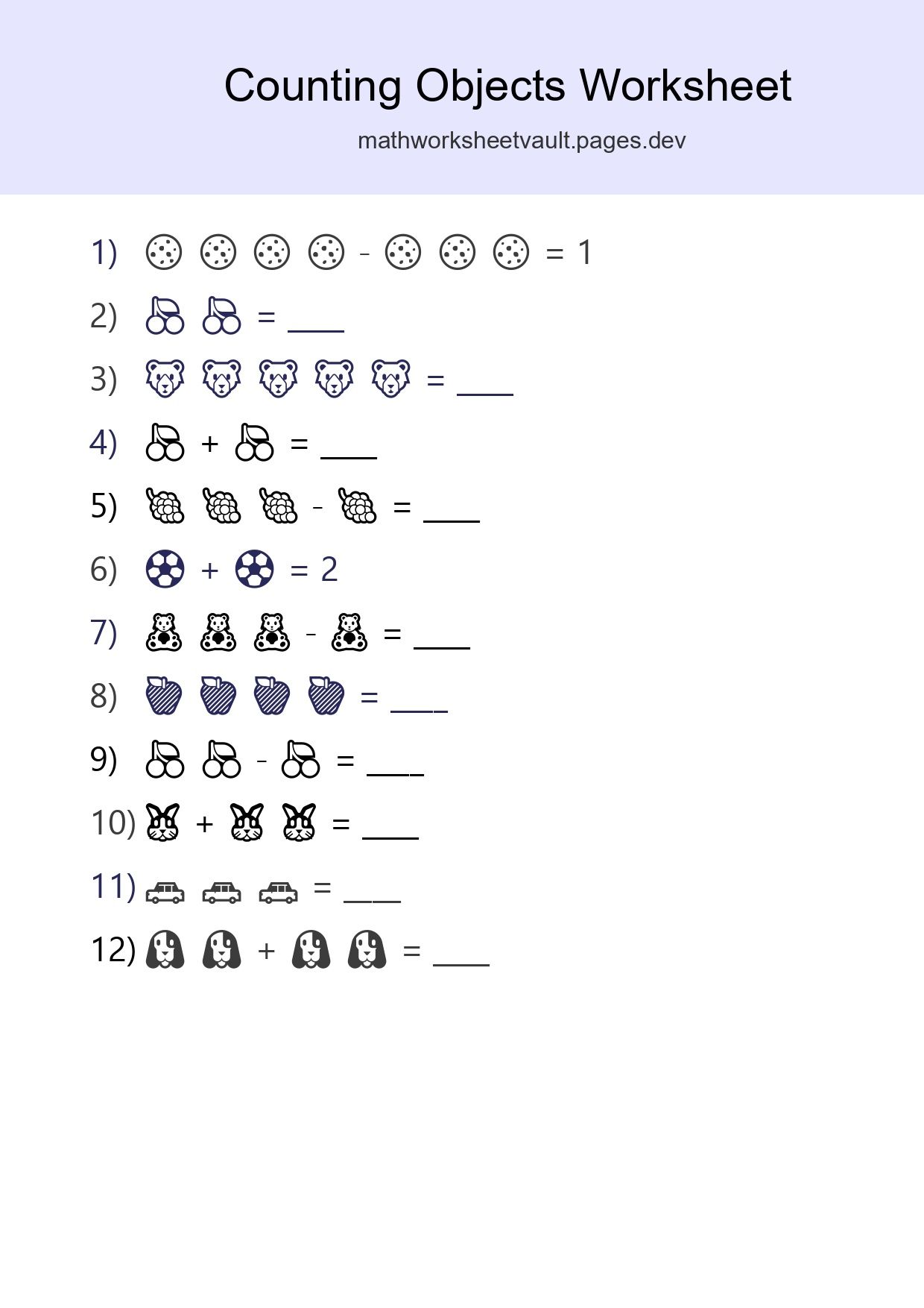 Pre-K Count The Objects Worksheet - Part 63